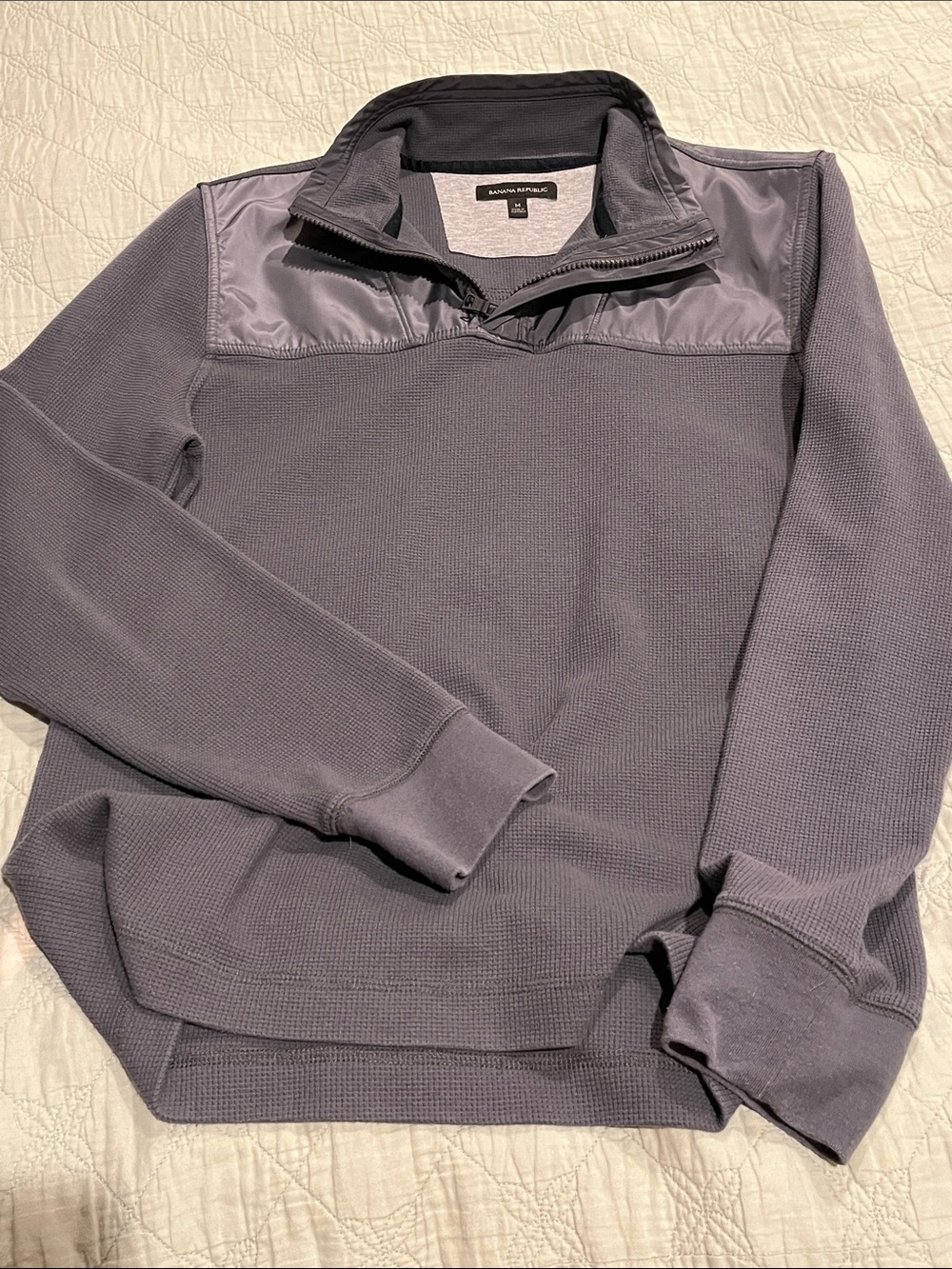 Banana Republic Men's Slate Gray Waffle-knit Quarter-Zip Shirt Jacket